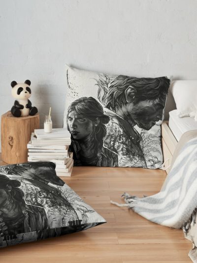 Last Of Us Joel And Ellie Family Throw Pillow Official Cow Anime Merch