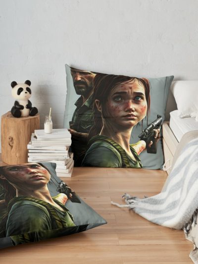 Last Of Us Ellie And Joel Throw Pillow Official Cow Anime Merch