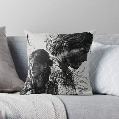 Last Of Us Joel And Ellie Family Throw Pillow Official Cow Anime Merch