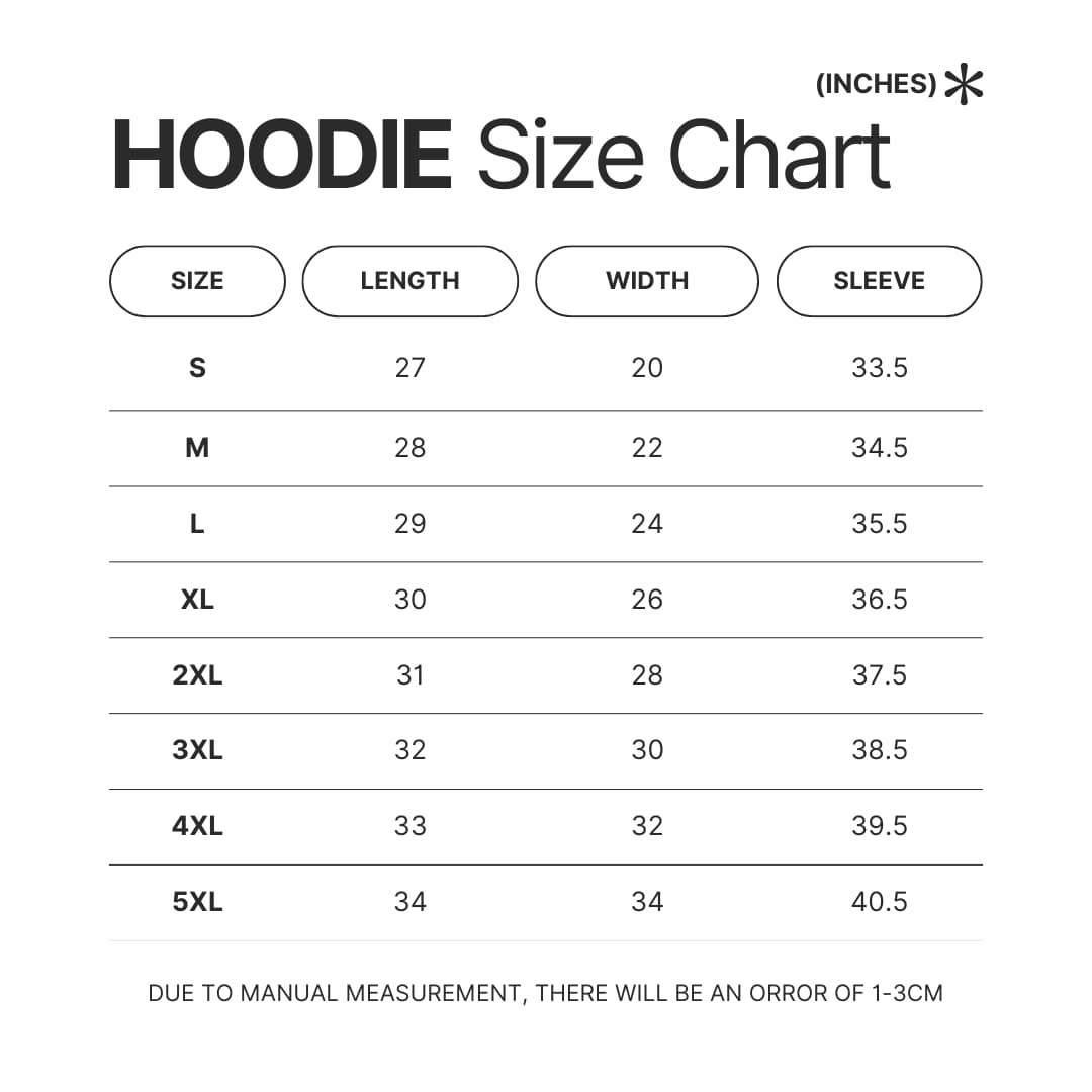 Hoodie Size Chart - The Last of Us Merch