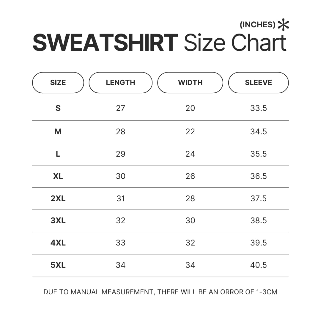 Sweatshirt Size Chart - The Last of Us Merch