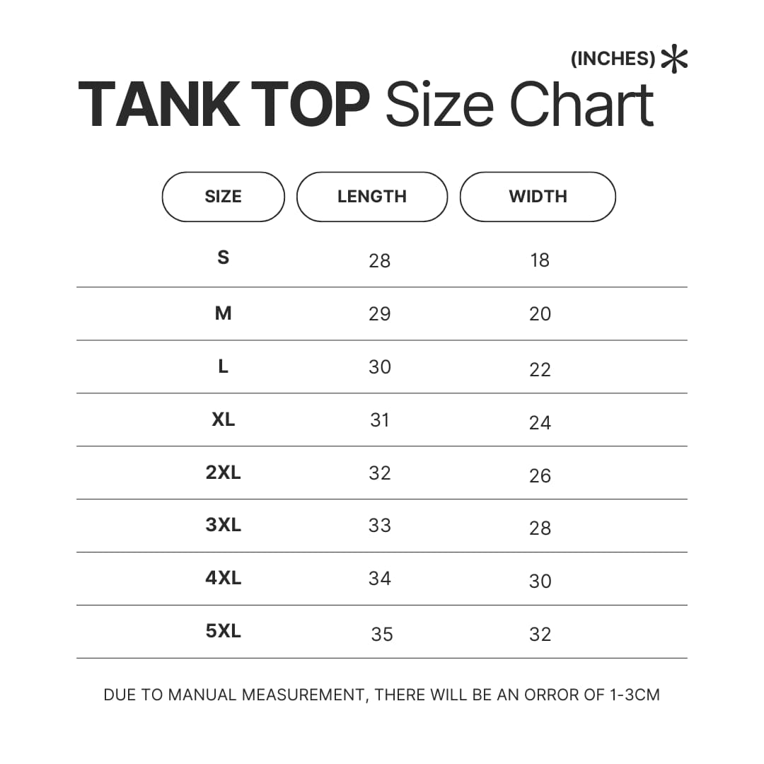 Tank Top Size Chart - The Last of Us Merch